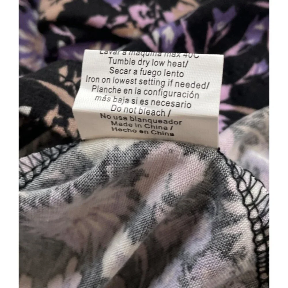 Yozly Womens Size Medium Black Purple Floral Tank Dress Pockets - Picture 11 of 11
